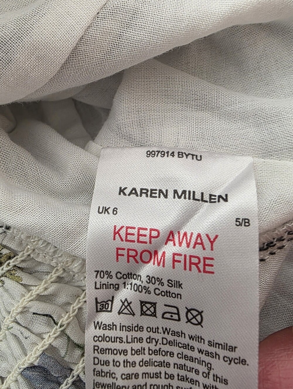 Karen Millen Botanical Silk Cotton Volume Sleeve Top 2 NWT White - Picture 7 of 7